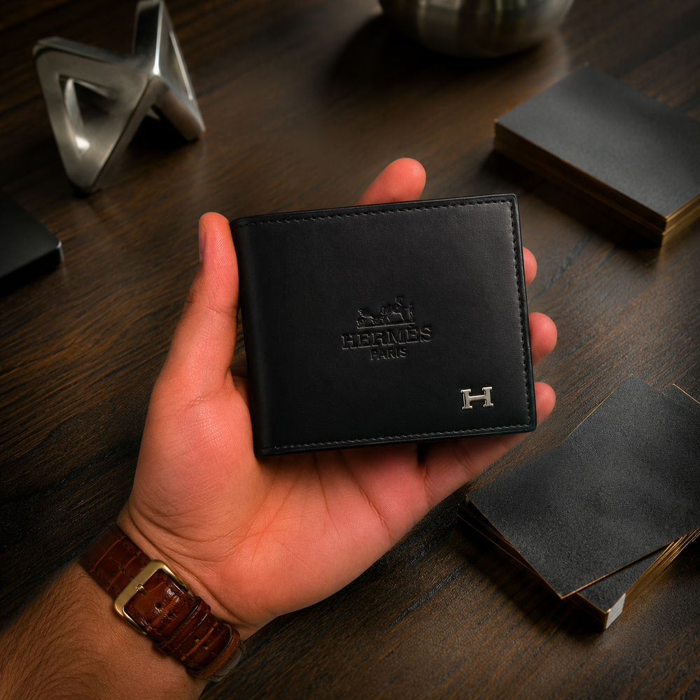 Luxury Leather H-Emblem Bifold Wallet - HERMES