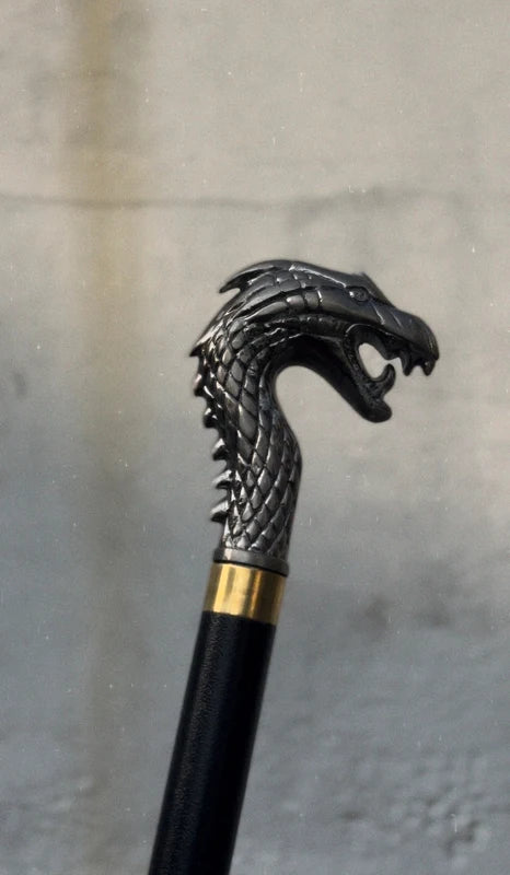 Premium Dragon Handle Metal Walking Stick