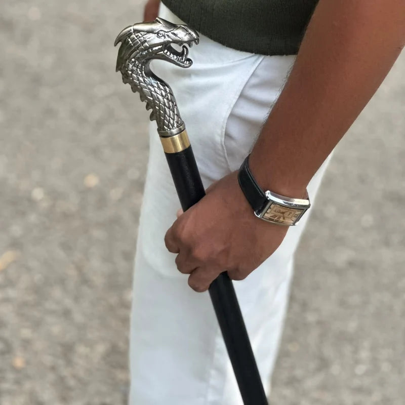Premium Dragon Handle Metal Walking Stick