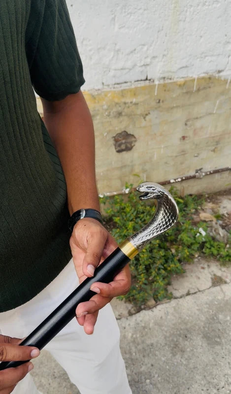 Premium Snake  Handle Metal Walking Stick