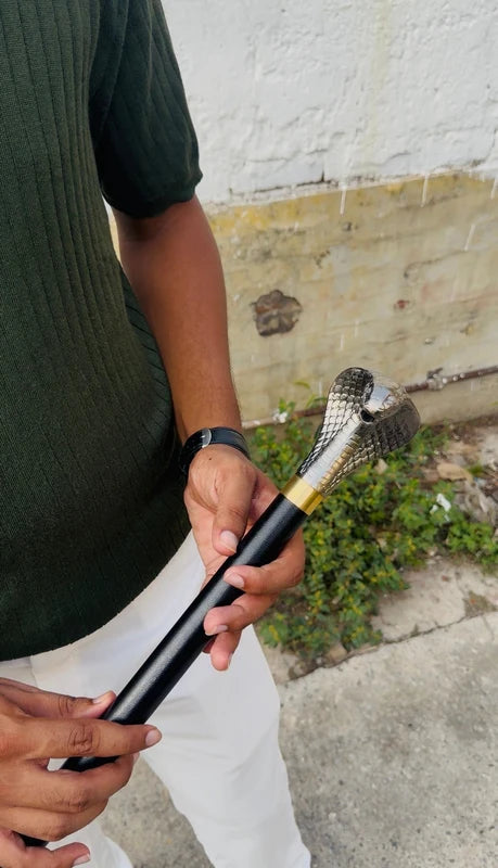 Premium Snake  Handle Metal Walking Stick