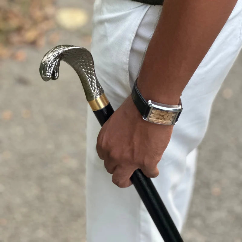 Premium Snake  Handle Metal Walking Stick