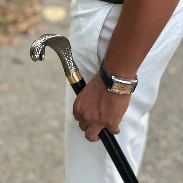 Premium Snake  Handle Metal Walking Stick
