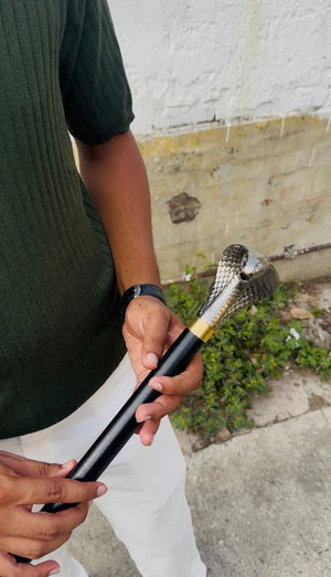 Premium Snake  Handle Metal Walking Stick