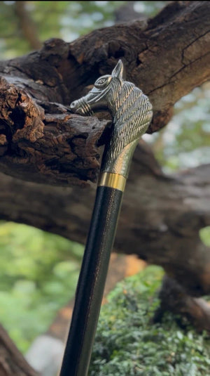Premium Horse Handle Metal Walking Stick