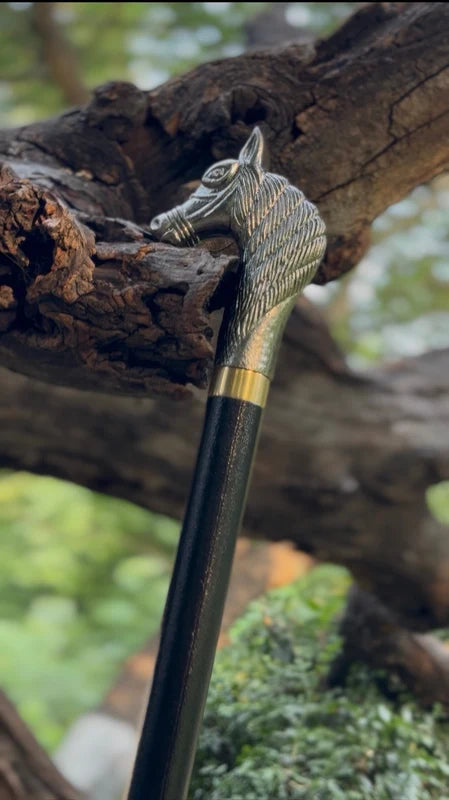 Premium Horse Handle Metal Walking Stick
