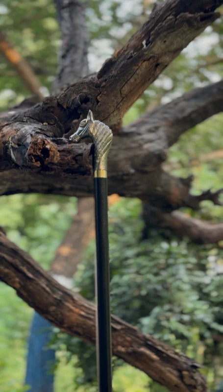 Premium Horse Handle Metal Walking Stick
