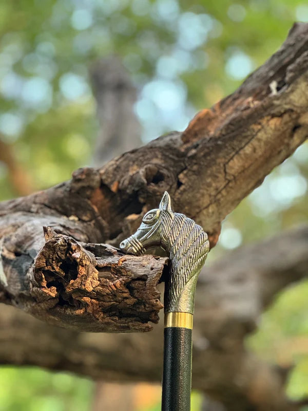 Premium Horse Handle Metal Walking Stick