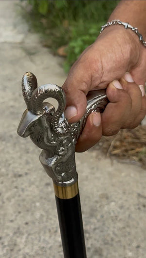 Premium Markhor Handle Metal Walking Stick
