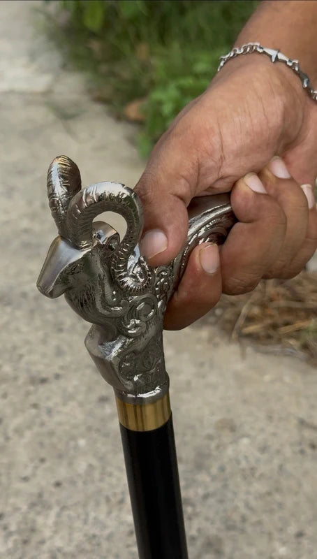 Premium Markhor Handle Metal Walking Stick