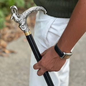 Premium Markhor Handle Metal Walking Stick