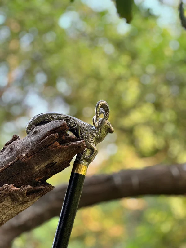 Premium Markhor Handle Metal Walking Stick