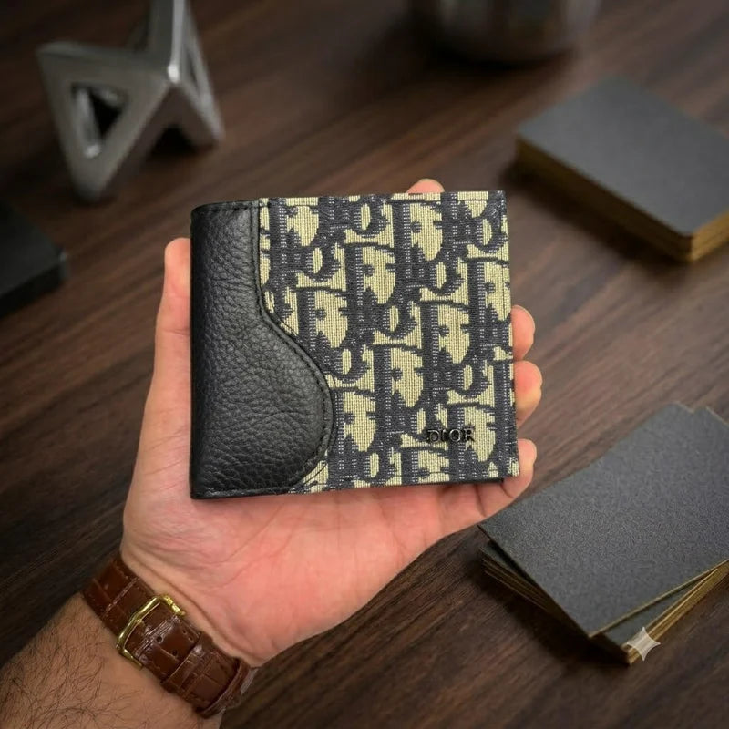 Oblique Jacquard & Saddle Leather Bifold Wallet - DIOR