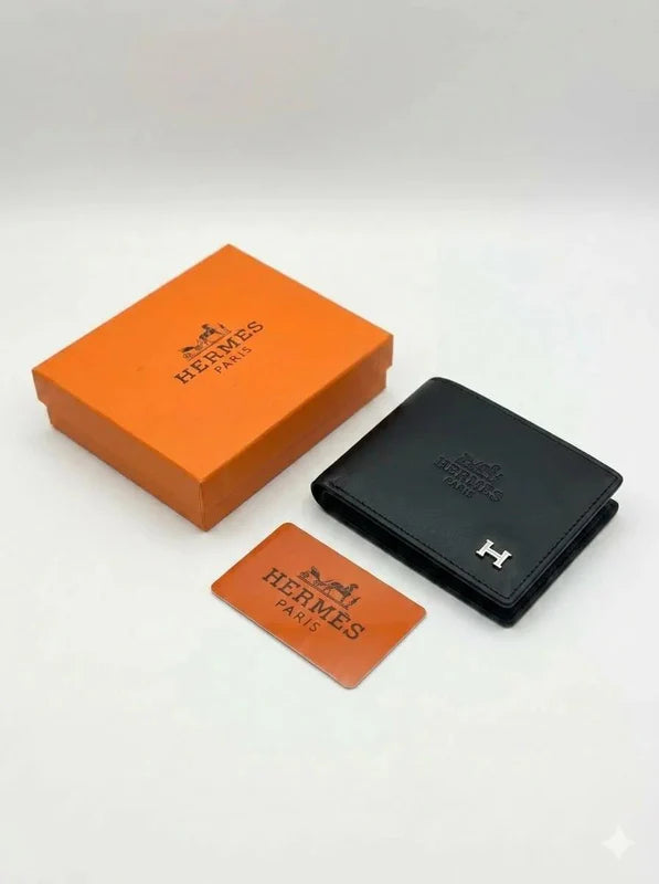 Luxury Leather H-Emblem Bifold Wallet - HERMES