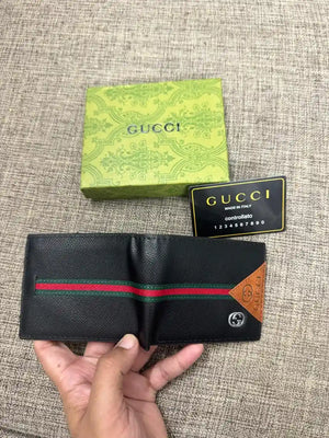 Stripe Textured Leather Bifold Wallet - GUCCI