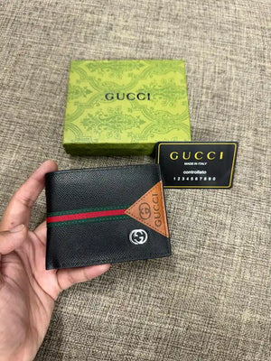 Stripe Textured Leather Bifold Wallet - GUCCI