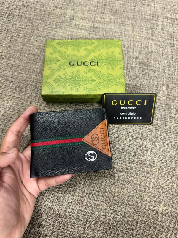 Stripe Textured Leather Bifold Wallet - GUCCI
