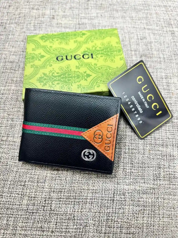 Stripe Textured Leather Bifold Wallet - GUCCI