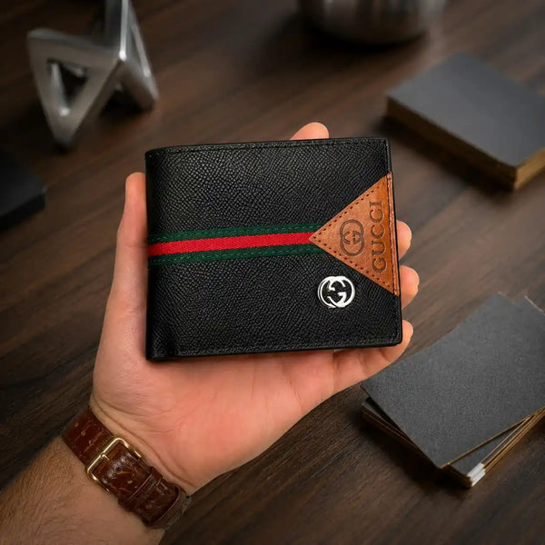 Stripe Textured Leather Bifold Wallet - GUCCI